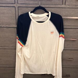 Marine Layer Archive Cream and Black Long Sleeve Shirt